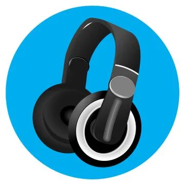 Headphones icon flat Stock Illustration