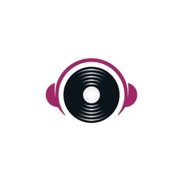 Headphones icon with record Stock Illustration