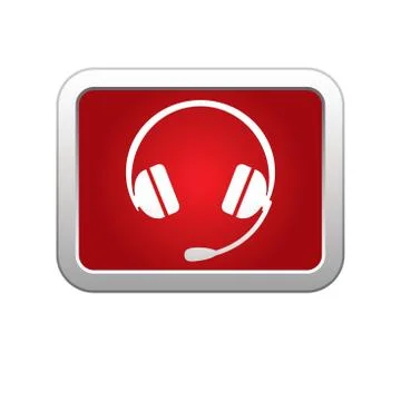 Headphones icon on red silver button Stock Illustration