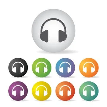 Headphones icon set Stock Illustration