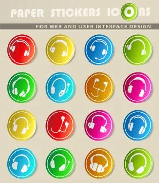 Headphones icon set Stock Illustration