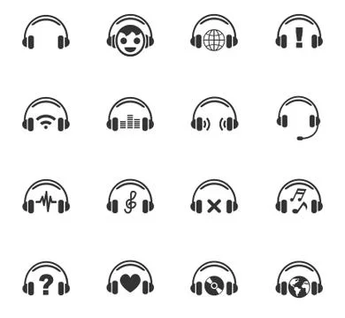 Headphones icon set Stock Illustration