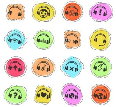 Headphones icon set Stock Illustration