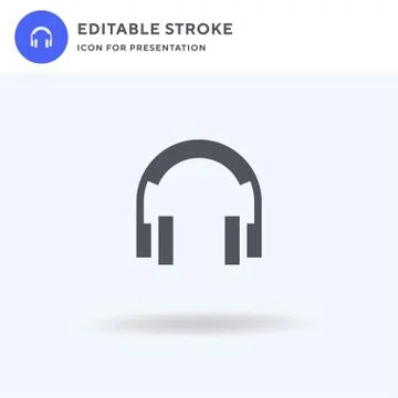 Headphones icon vector, filled flat sign, solid pictogram isolated on white,  イラスト素材