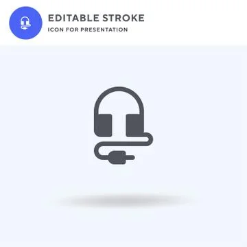 Headphones icon vector, filled flat sign, solid pictogram isolated on white,  Stock Illustration
