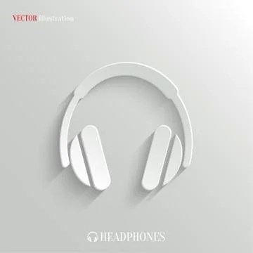 Headphones icon - vector white app button 库存插图
