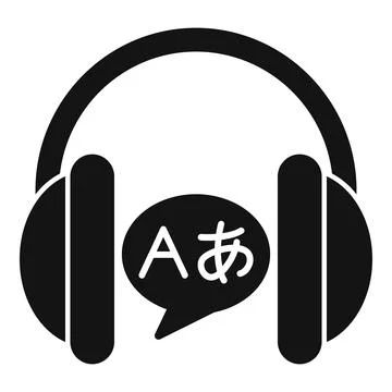 Headphones for language learning icon, language learning app icon, audio course Stock Illustration