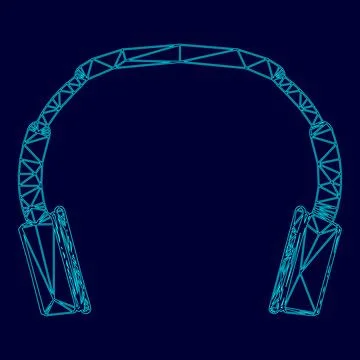Headphones low poly triangulation triangulated polygonal electric cyan blue v Ilustración de archivo
