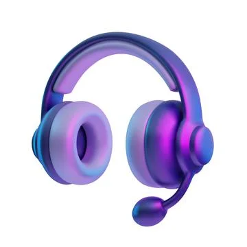 Headphones with microphone 3D plastic style vector, portable wireless stereo Stock Illustration