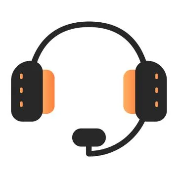 Headphones with microphone flat icon. Tech support color icons in trendy flat Stock Illustration