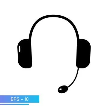 Headphones for the operator of the control room or computer. Icon with solid イラスト素材