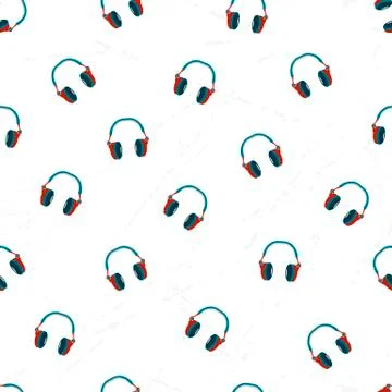Headphones pattern repeat seamless for any design. Stock Illustration