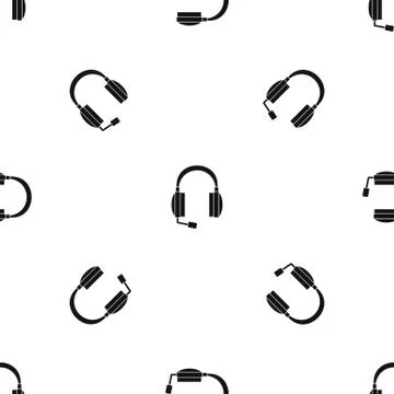 Headphones pattern seamless black Stock Illustration