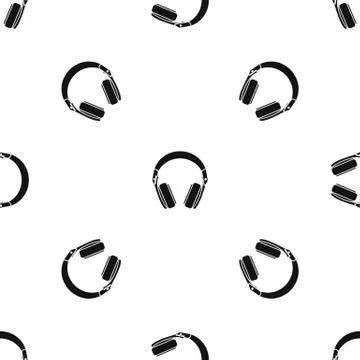 Headphones pattern seamless black Stockillustratie