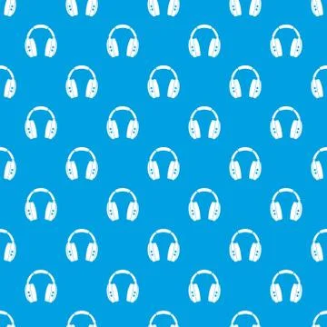 Headphones pattern seamless blue イラスト素材