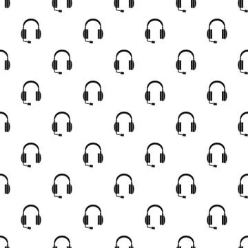 Headphones pattern, simple style Stock Illustration