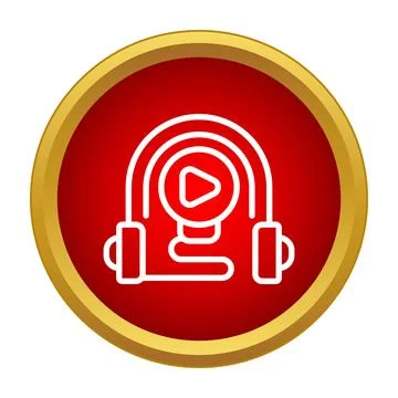 Headphones play button audio player icon vector Illustrazione stock
