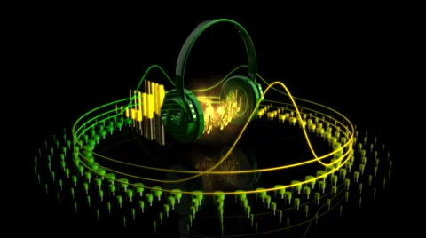 Headphones Playing Music and Equalizer - Equalizer 46 (HD) Stock Footage
