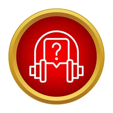 Headphones with question mark icon for audio support Stock Illustration