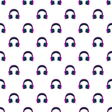 Headphones repeat pattern forming audio concept background Illustrazione stock