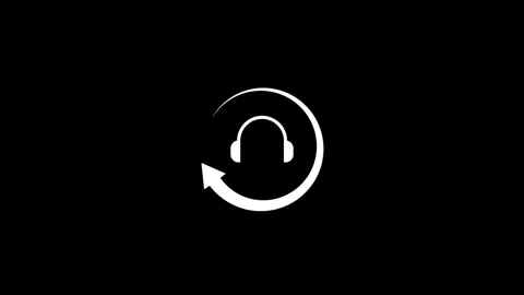 Headphones with rotating loading arrow icon animation Vídeos de archivo 345225023