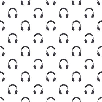 Headphones seamless pattern background for audio technology Illustrazione stock