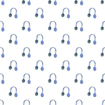 Headphones seamless pattern creating an audio background texture Stock Illustration