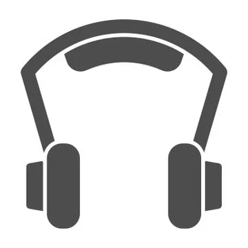 Headphones solid icon, Sound design concept, earphones sign on white background Stock Illustration