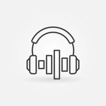 Headphones with sound equalizer vector icon in outline style Stock Illustration