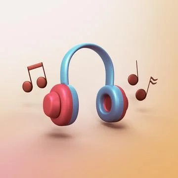 Headphones - stylized 3d CGI icon object Stock Illustration