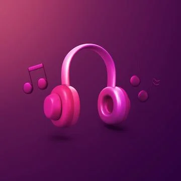 Headphones - stylized 3d CGI icon object, Not gen Ai Stock Illustration
