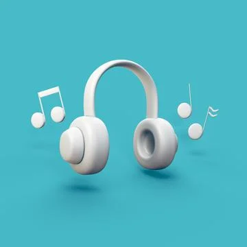 Headphones - stylized 3d CGI icon object, Not gen Ai Stock Photos