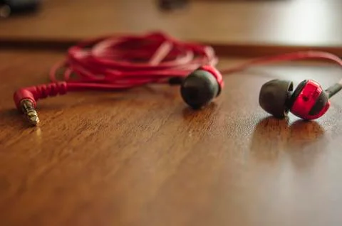Headphones on the table Stock Photos