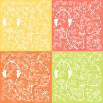 Headphones on a torn background Stock Illustration