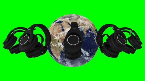 Headphones turn around the world - loop Stock Footage 166274020
