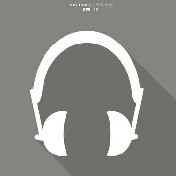 Headphones web icon, flat design Stock Illustration