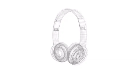 Headphones  wire frame isolated on a white. 3D rotating seamless loop animation. Stock Footage 64674077