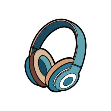 Headphones wireless blue vector isolated. Youth fashion hipster cool headphones Stock Illustration
