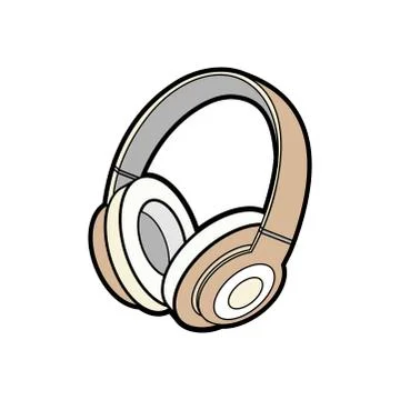 Headphones wireless brown vector isolated. Youth fashion hipster cool headphones Stock Illustration