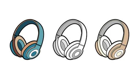 Headphones wireless vector isolated set. Youth fashion hipster cool headphones Stock Illustration