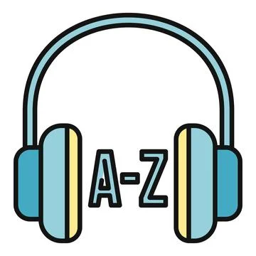 Headphones with a z letters for language learning icon Ilustración de archivo
