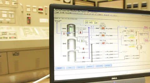 Headquarters computer electricity power station global warming pollution carbon Stock Footage 24930662