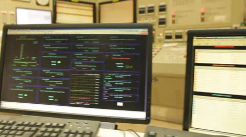 Headquarters computer electricity power station global warming pollution carbon Stock Footage 24931195