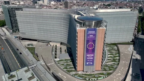 Headquarters of the EU Commission Berlaymont building  in European Quarter Stock Footage 314782965