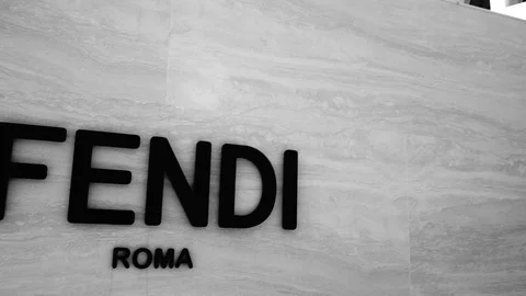 Interior tilt up view of Fendi store fro, Stock Video