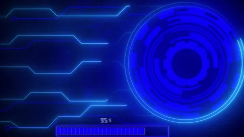 Heads-up display digital interface animation shows blue progress columns. D.. Stock Footage 341129248