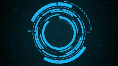 Heads-up display digital interface loops blue circular HUD systems. Display.. Stock Footage 341129059