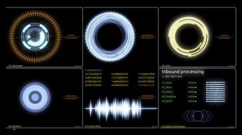 Heads up display interface infographic. Various Animated Infographics Charts as Illustrazione stock