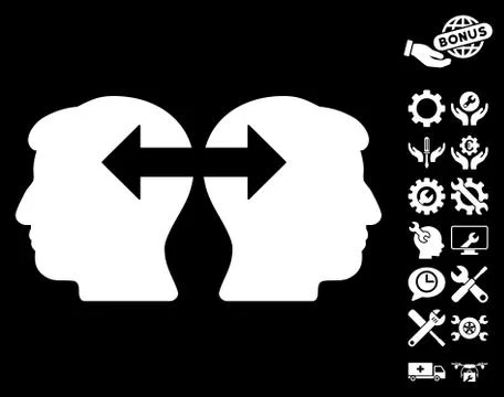 Heads Exchange Arrows Vector Icon with Tools Bonus Stock Illustration