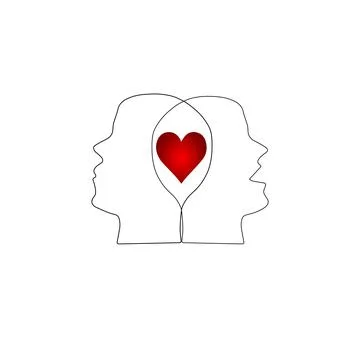 Heads with heart Stock Illustration